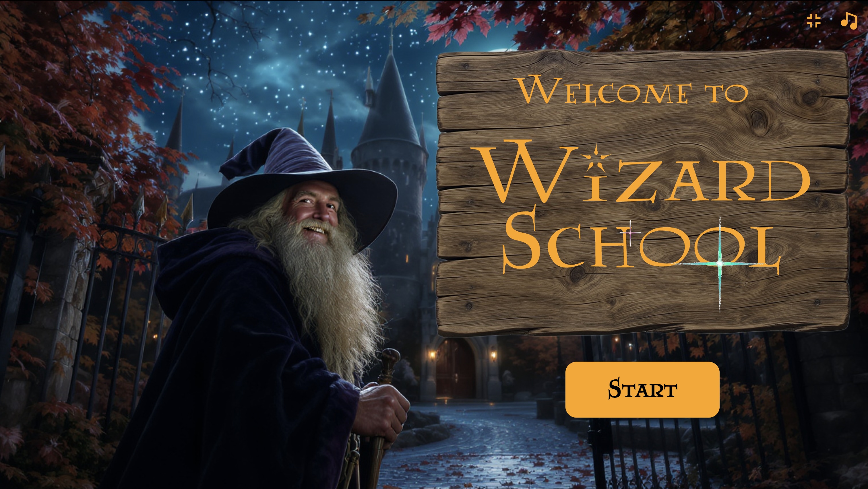 A screenshot of the Wizard School scenario